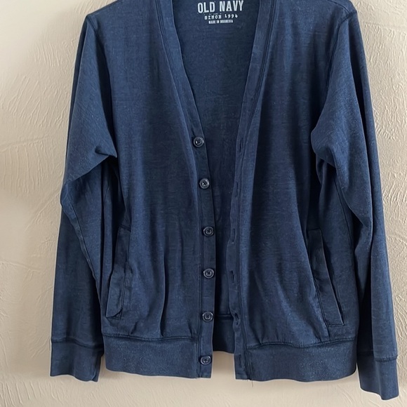 Old Navy jersey knit button down cardigan navy side pockets size small - Picture 3 of 16